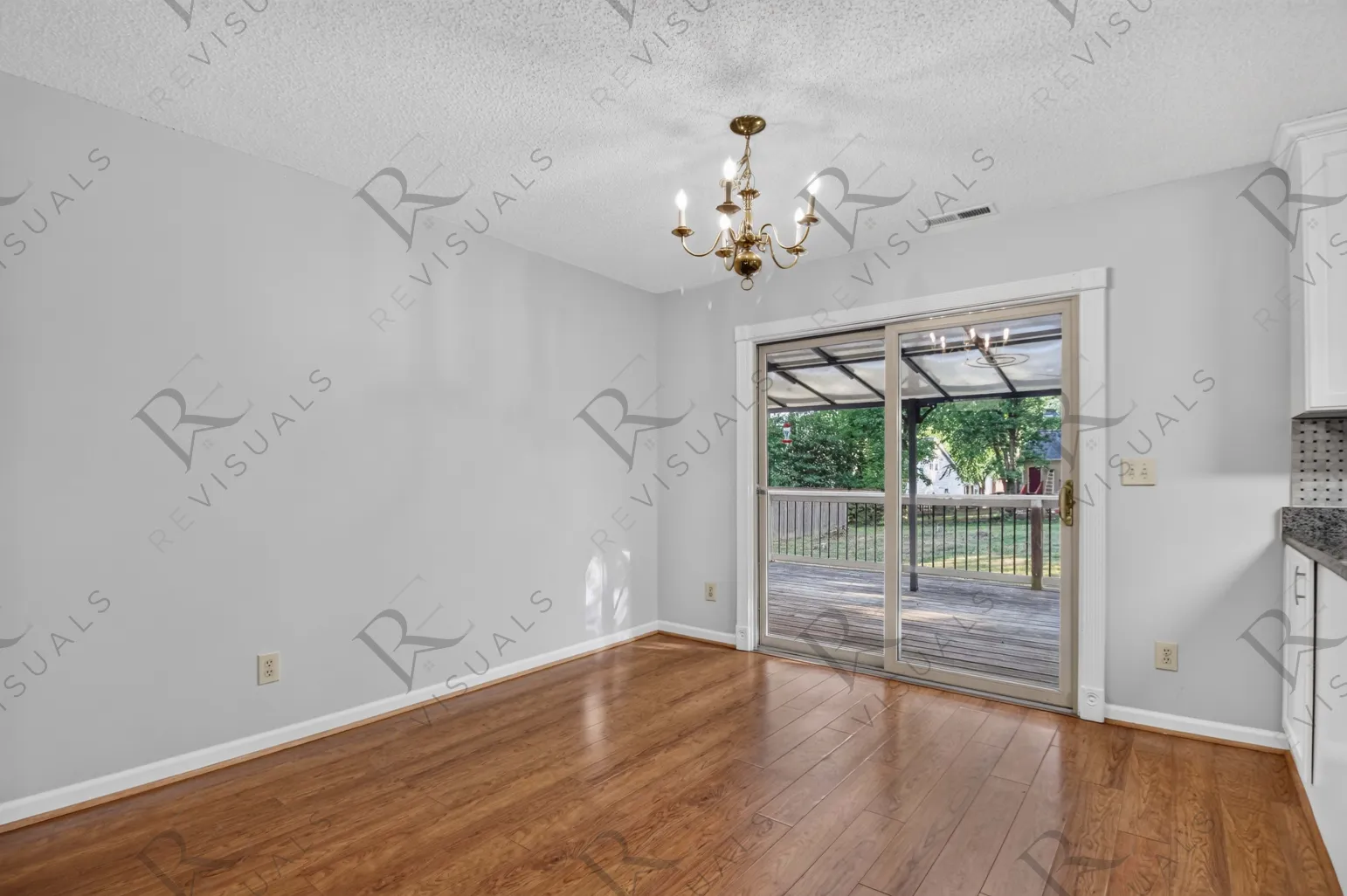 Dining room with sliding glass doors